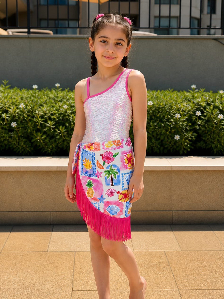 Palm shell fringed girls pareo