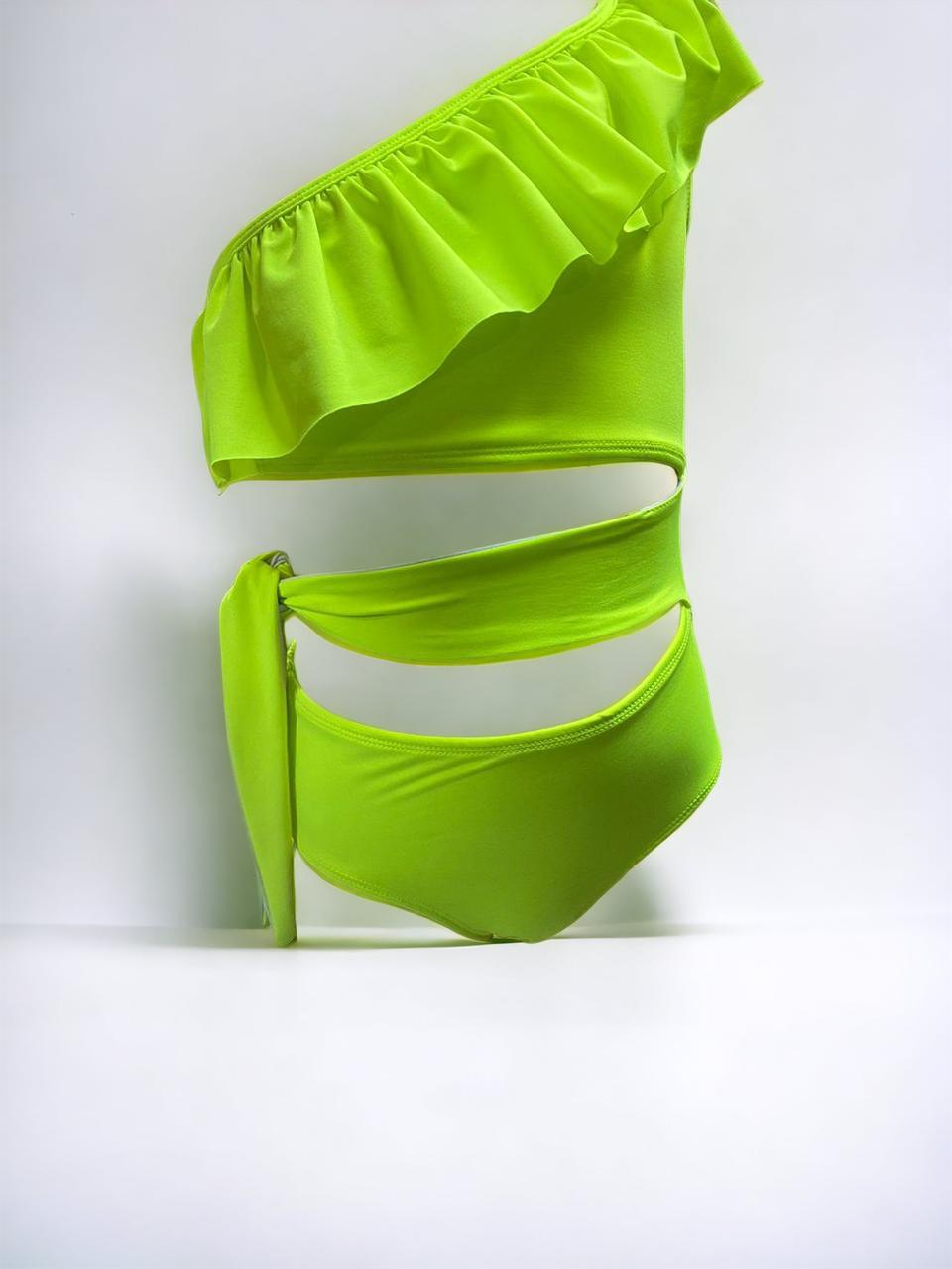 Lime tie side knot swimsuit