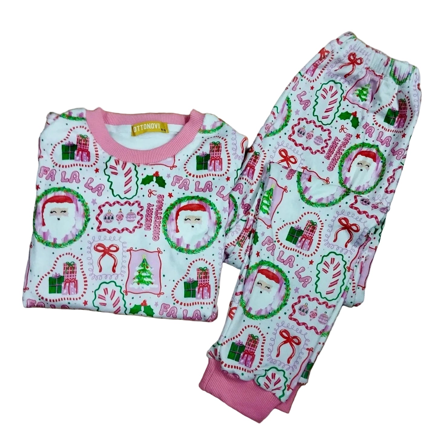 Pink Santa fleece pajamas