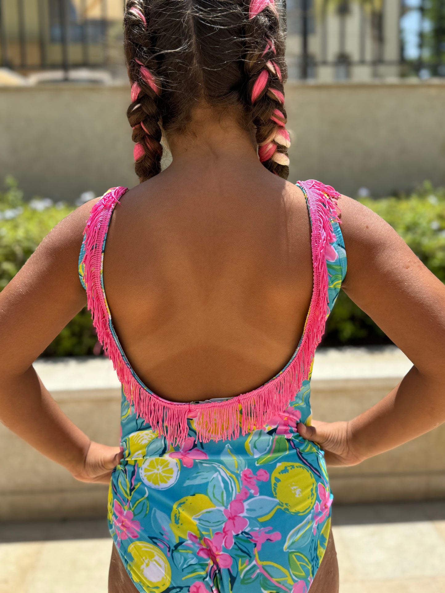Pink lemonade girls swimsuit