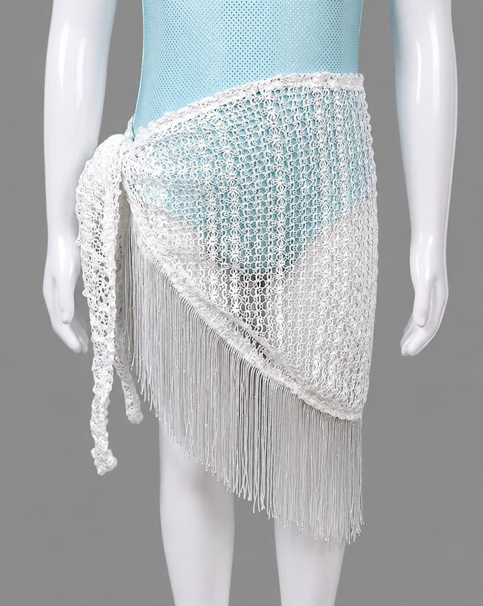 White fringes crochet girls pareo