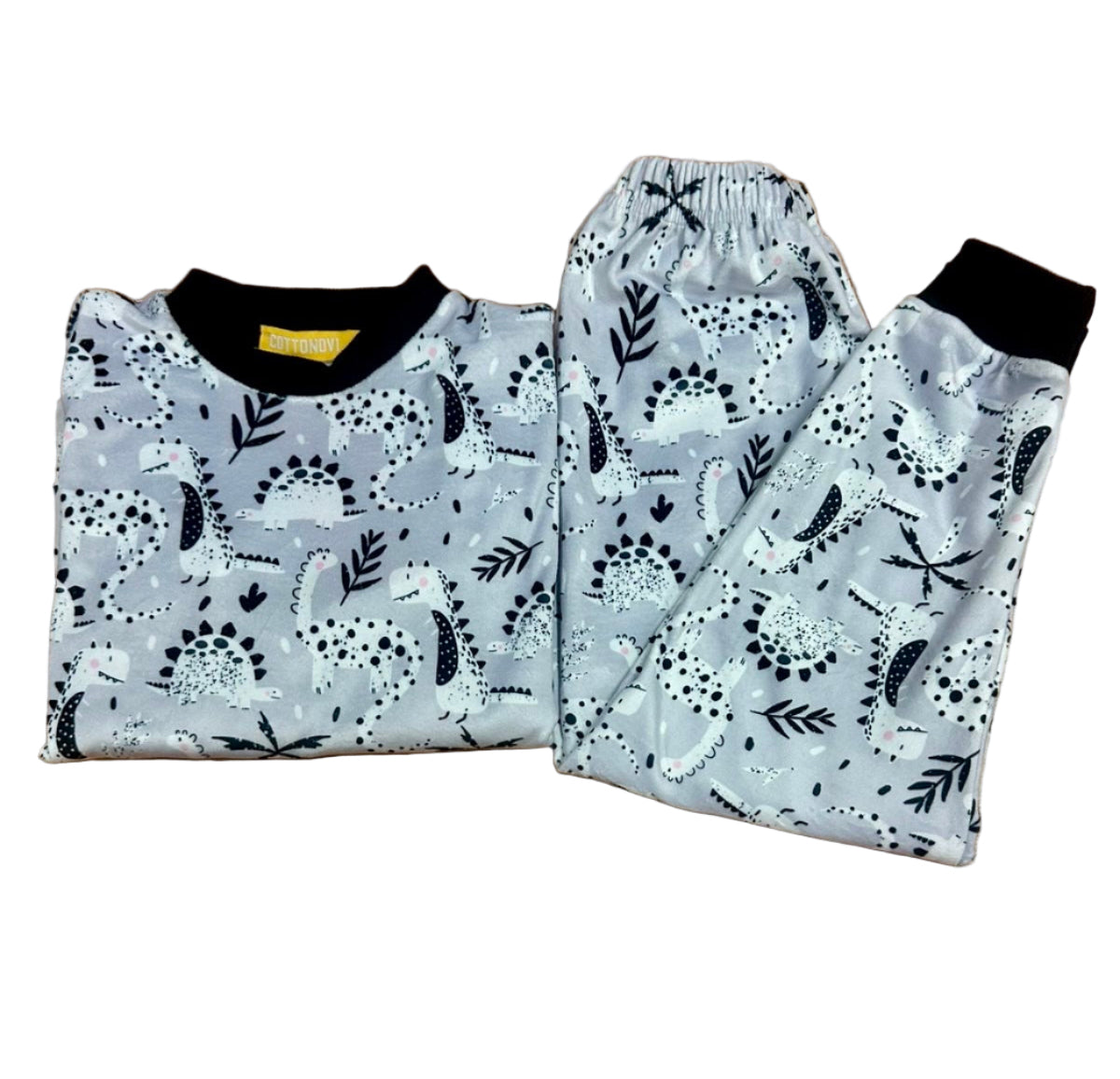 Grey Dinos fleece pajamas