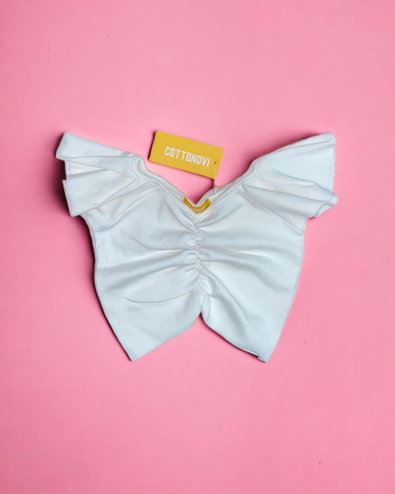 White ruched crop top