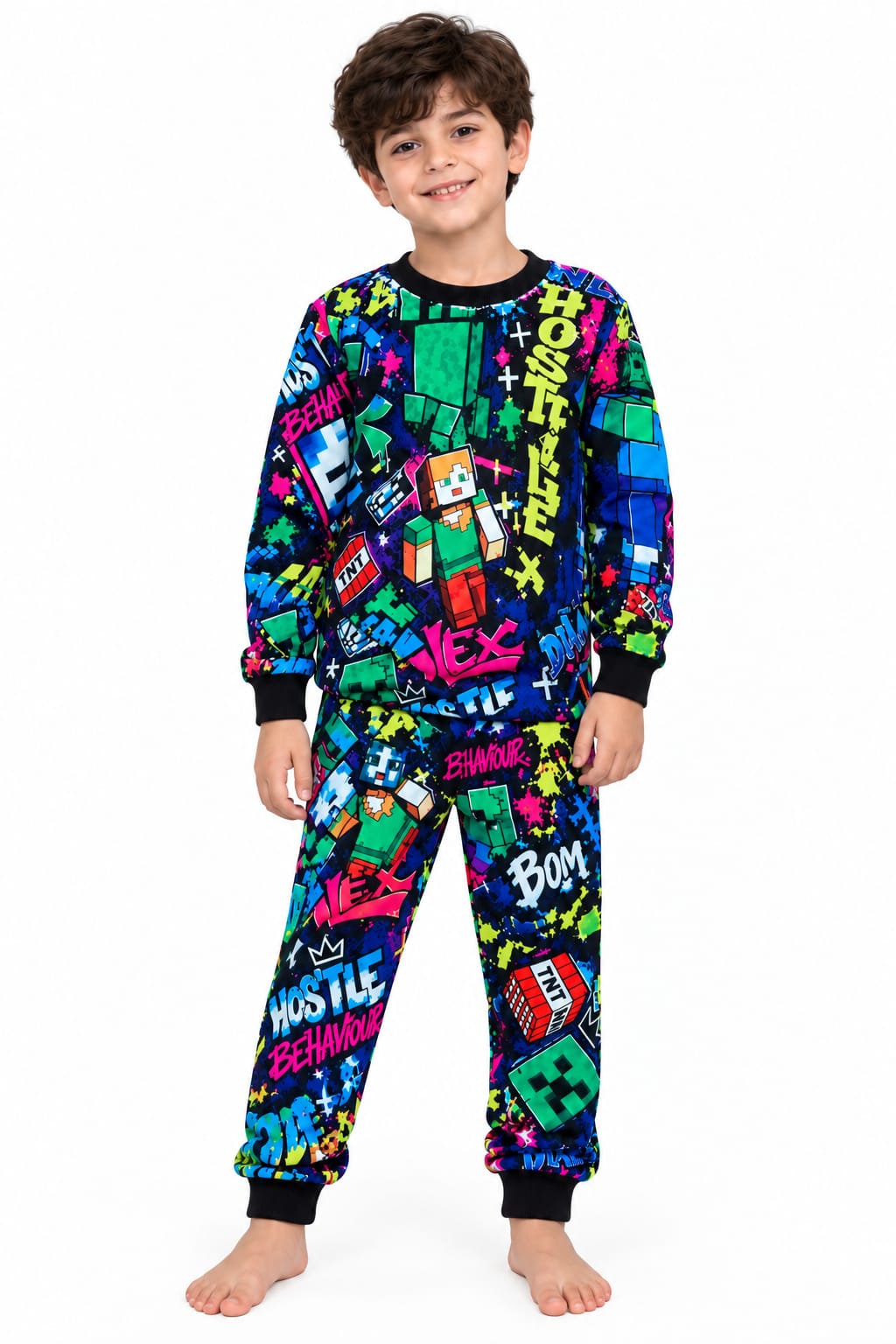 Neon Minecraft Fleece pajamas
