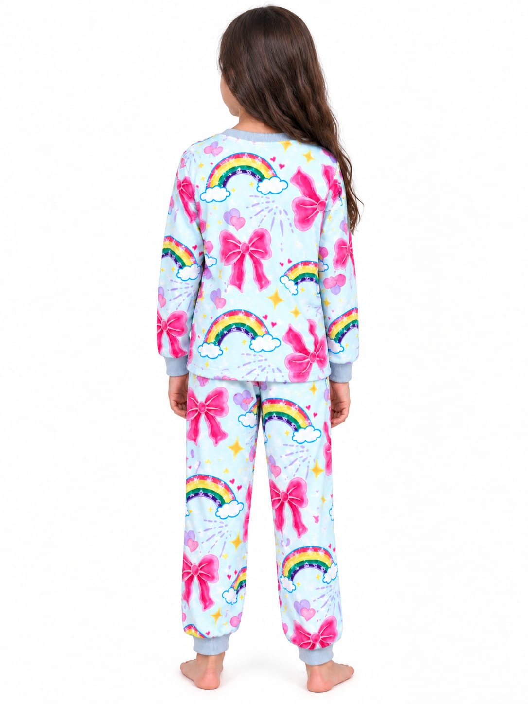 Rinbow Bows Fleece pajamas