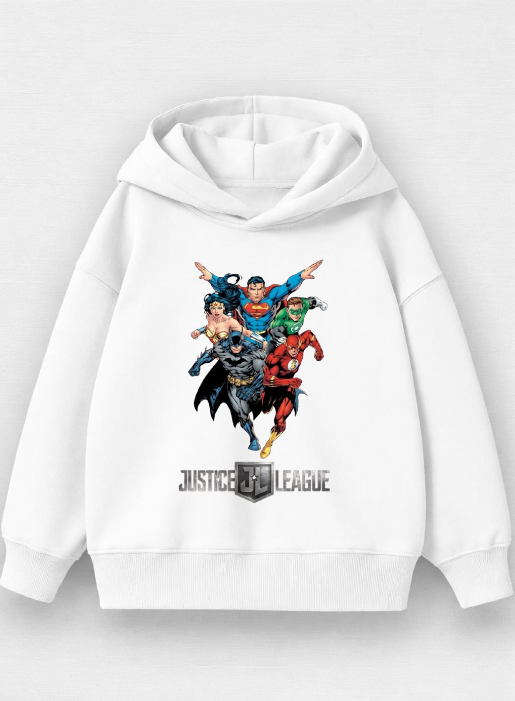 White Hoodie Justice league Print