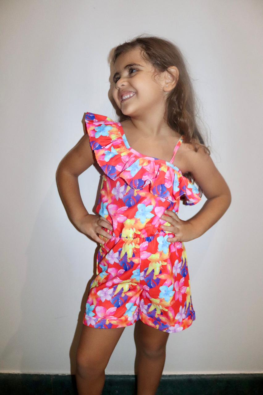 One Shoulder Ruffled Romper