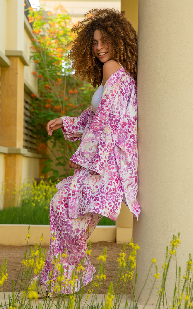 Pink Leopard Kimono Set