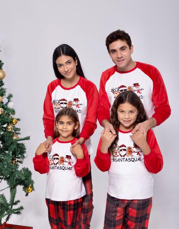 Unisex kids Matching Family Santa Squad Plaid Fleece Pajamas