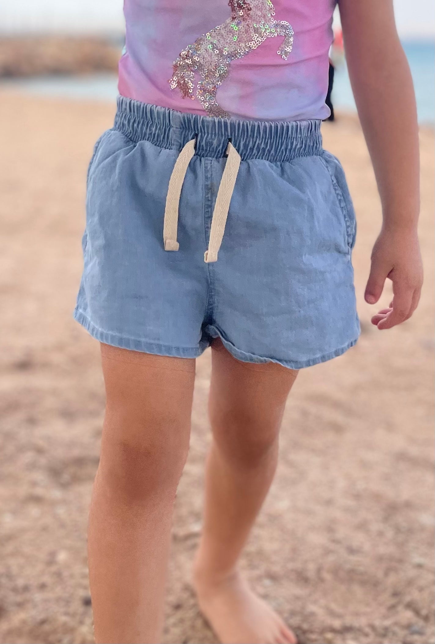 Chambray jeans short