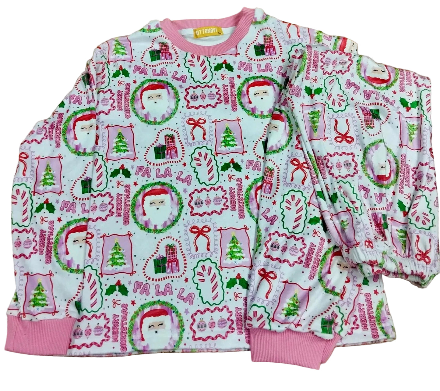 Pink Santa fleece pajamas
