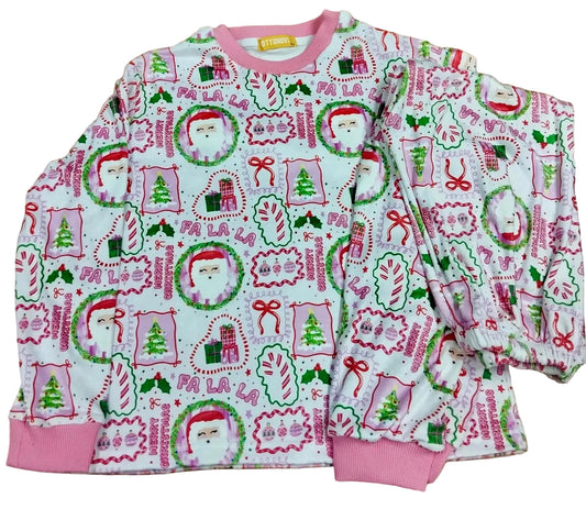 Pink Santa fleece pajamas