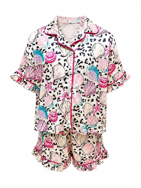Shells satin girls pajamas