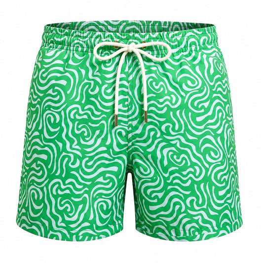 Green Abstract men swimsuit