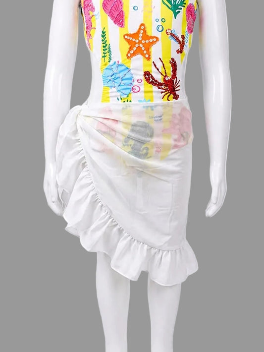 Fringed white pareo