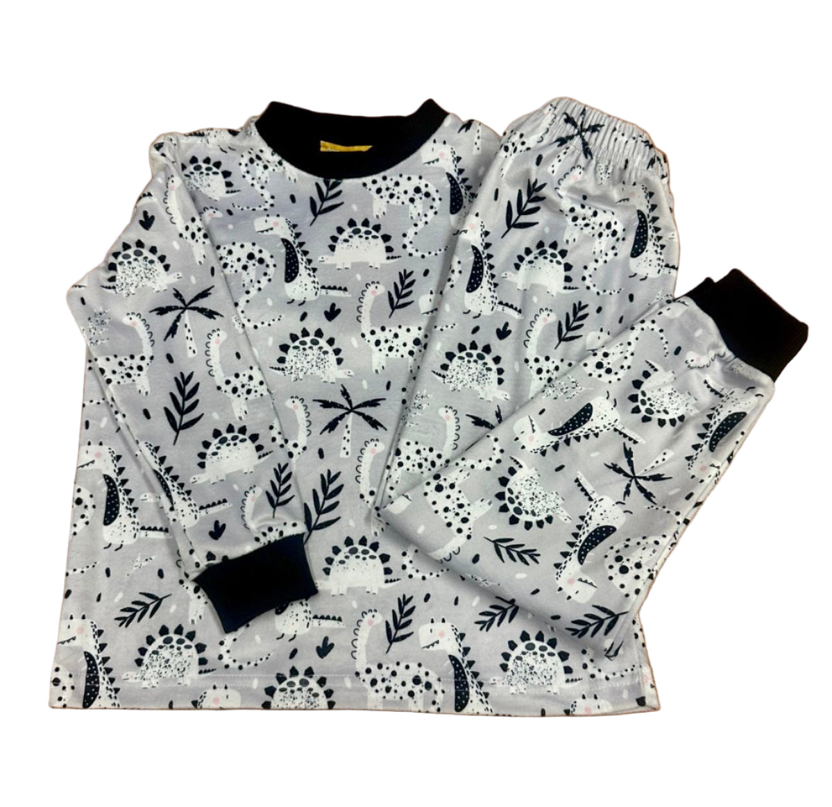 Grey Dinos fleece pajamas