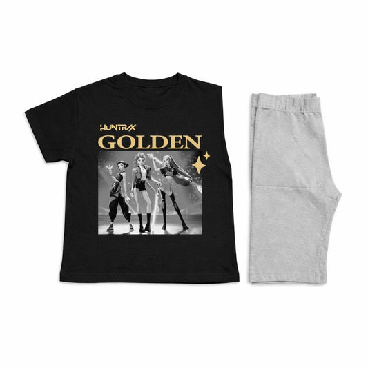 Golden biker short set