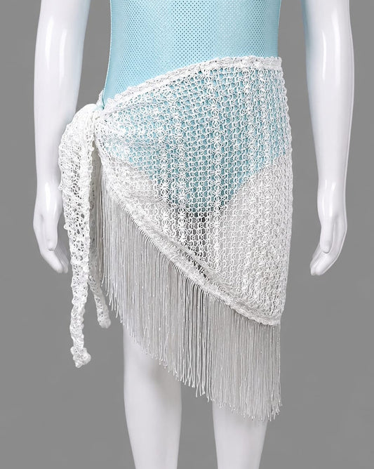 White fringes crochet girls pareo