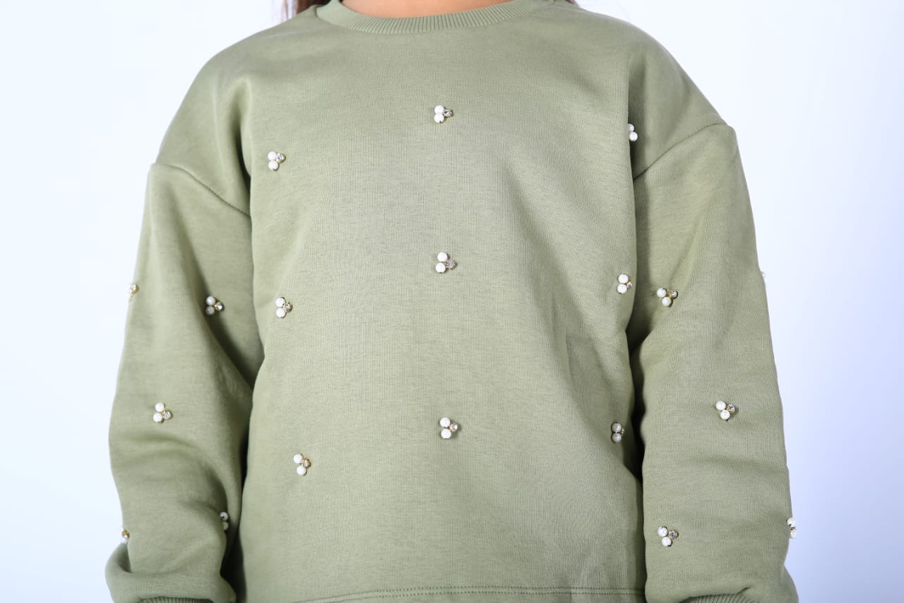 Olive Pearl & Rhinestone set