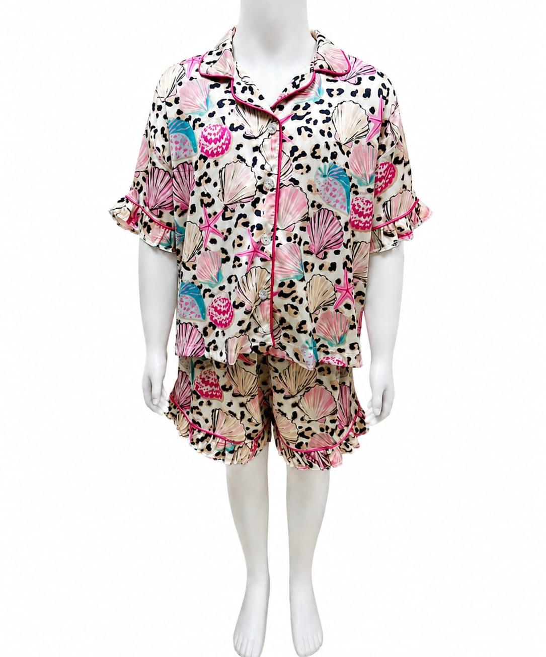Shells satin girls pajamas