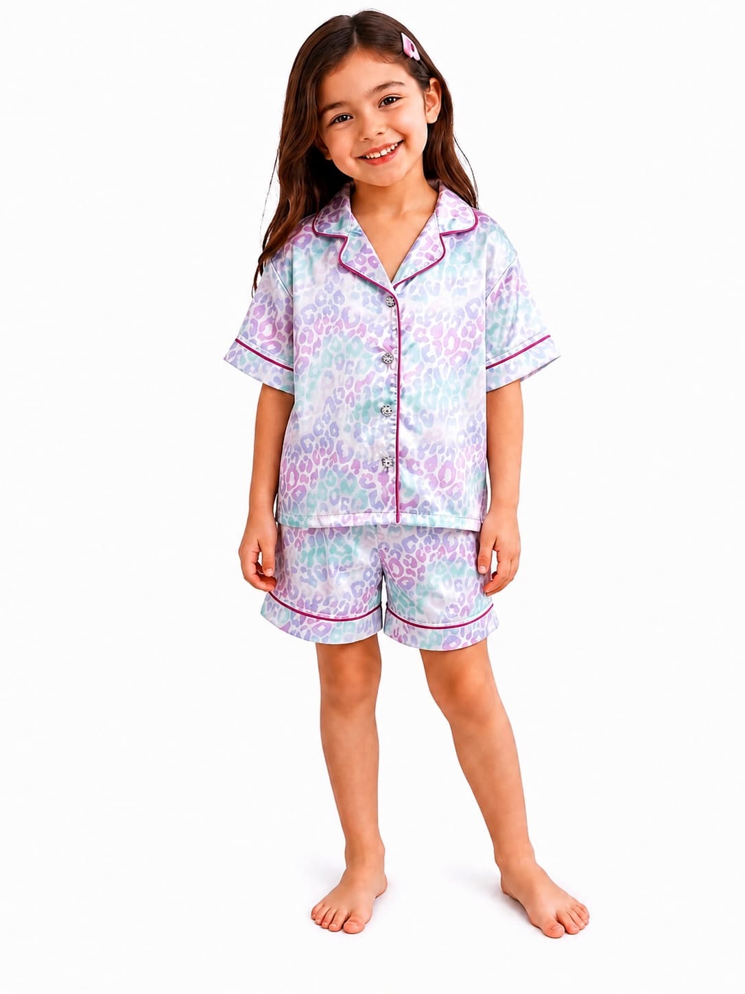 Satin leopard girls pajamas