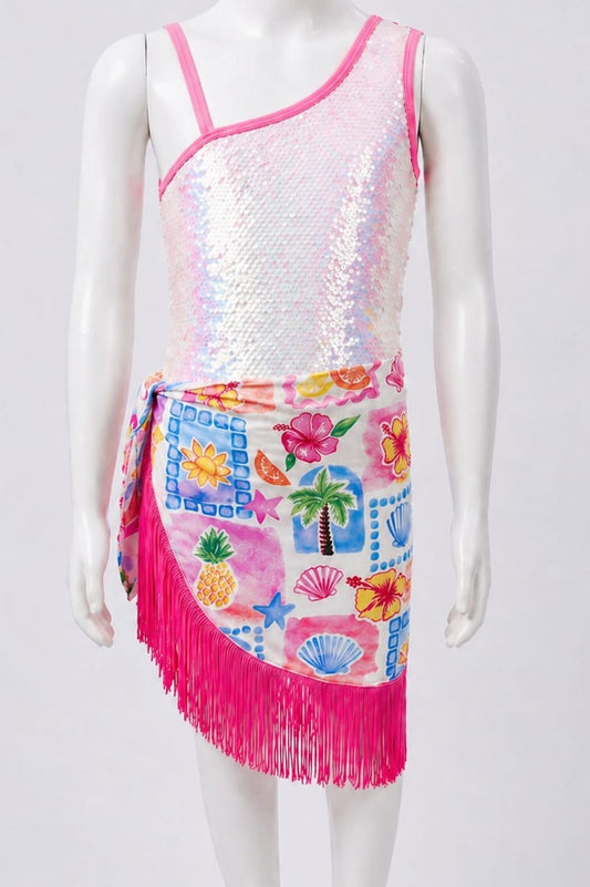 Palm shell fringed girls pareo
