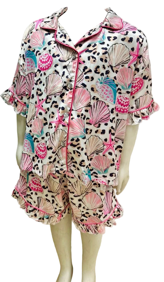 Shells satin girls pajamas