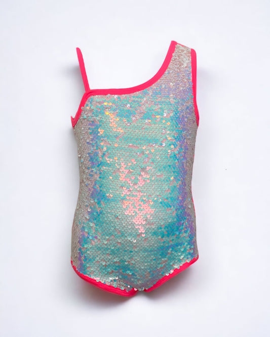 Sequin Hot pink one shoulder swimsuit