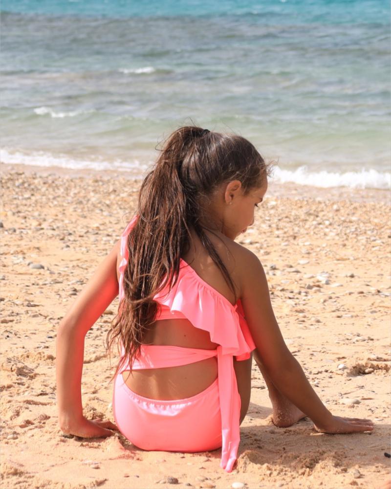 Hot pink Tie side knot swimsuit