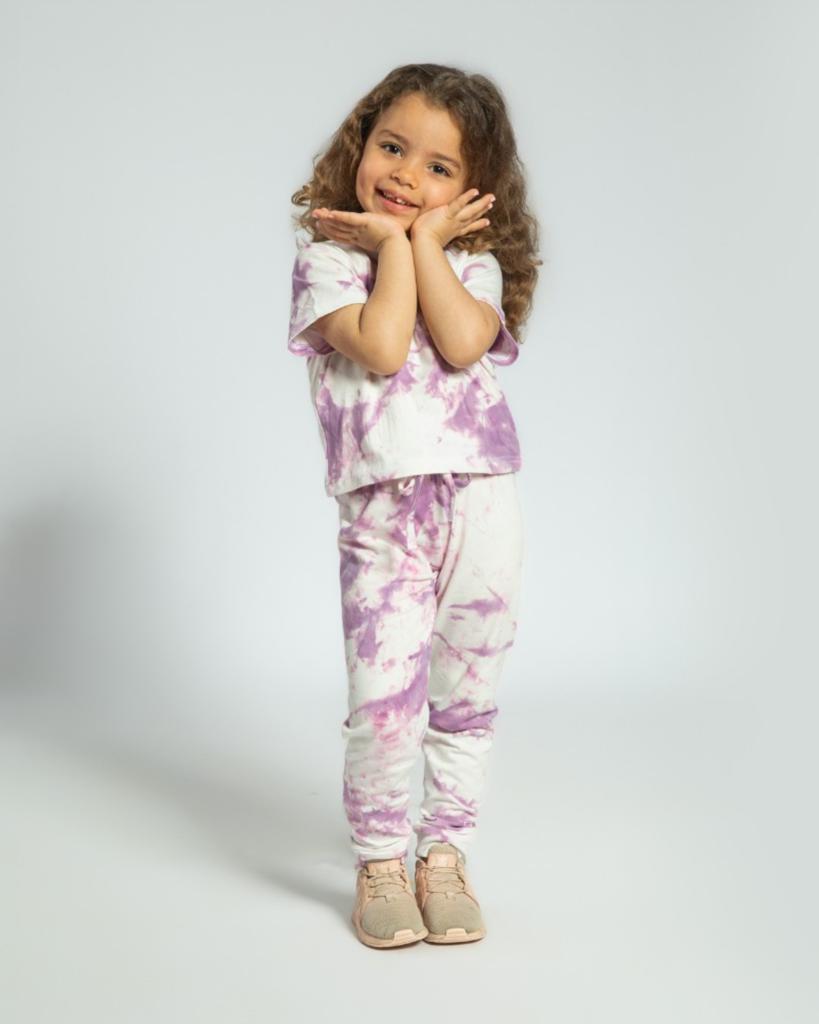 Kids Purple Tie Dye Pants Set