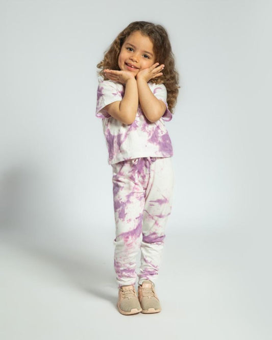 Kids Purple Tie Dye Pants Set