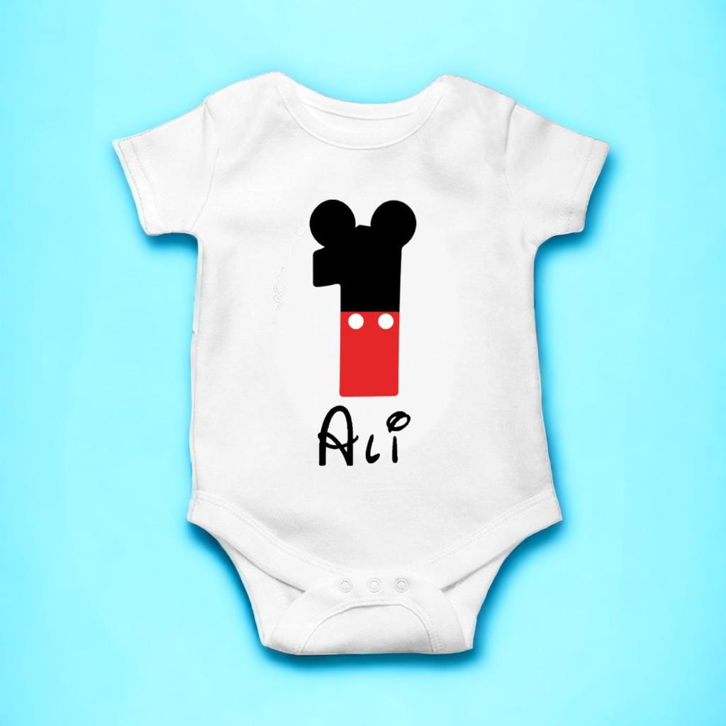 Mickey Customized  short slevees onesie