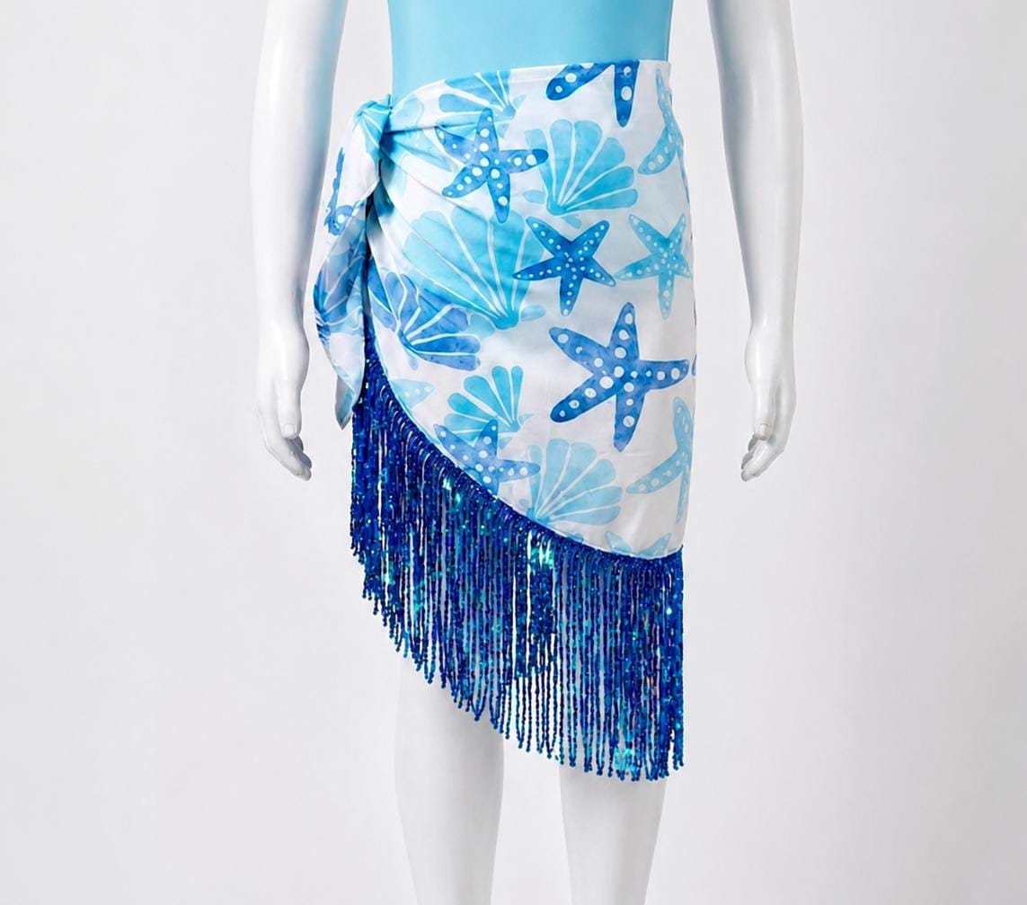 Starfish Beach Sarong with Sequin Fringe