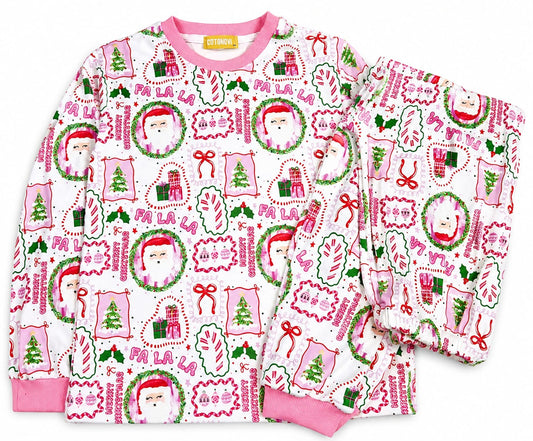 Pink Santa fleece pajamas