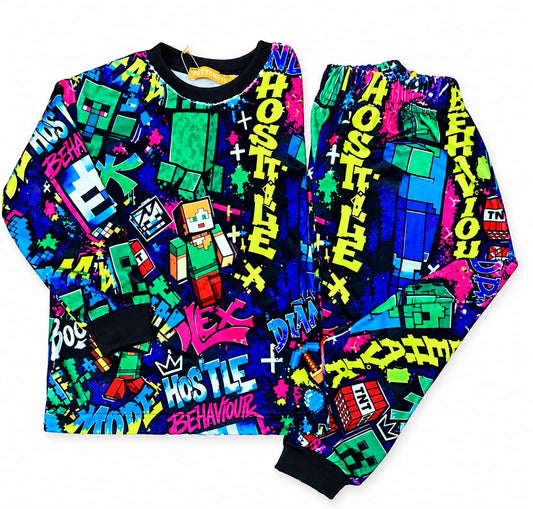 Neon Minecraft Fleece pajamas