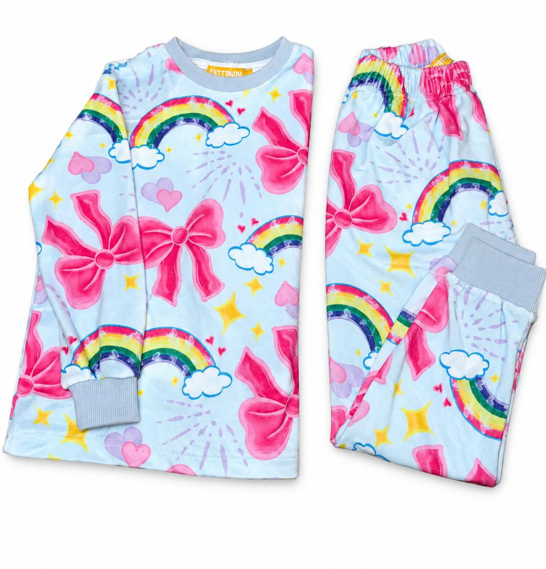 Rinbow Bows  Fleece pajamas