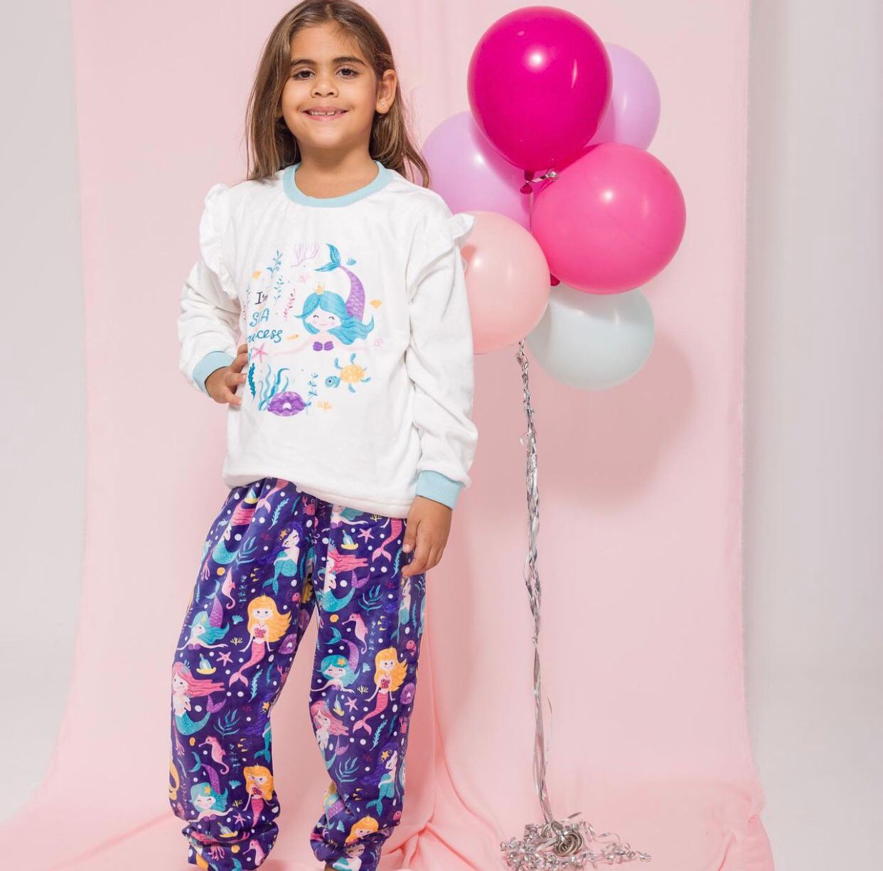 Mermaid ruffles fleece pajamas