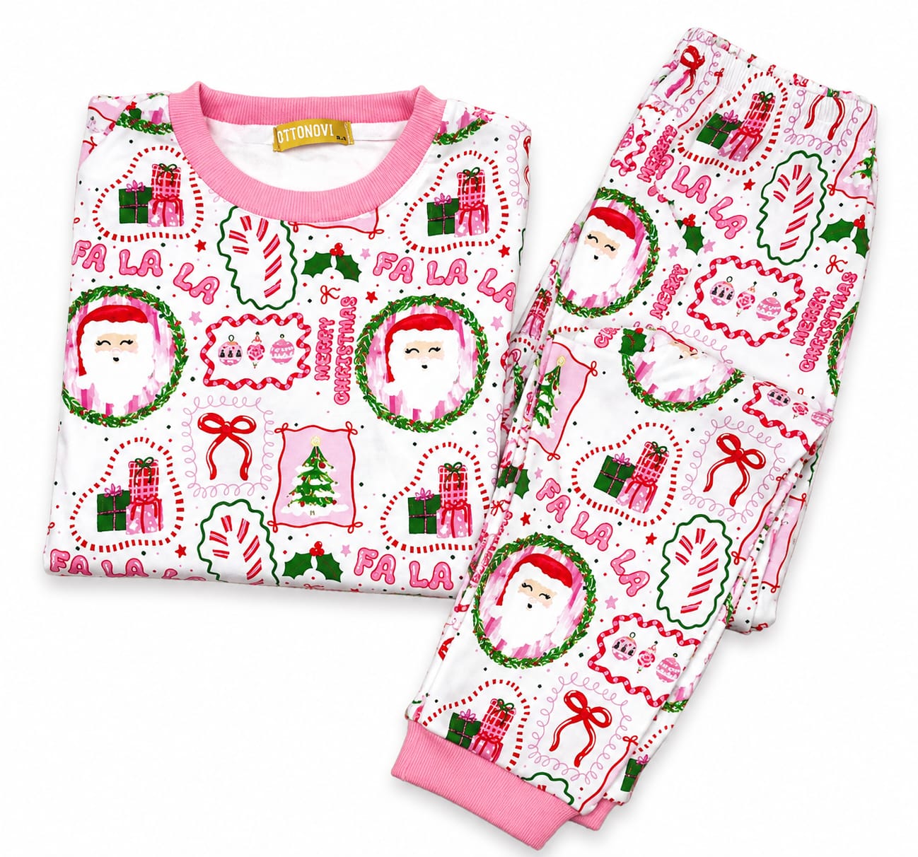 Pink Santa fleece pajamas