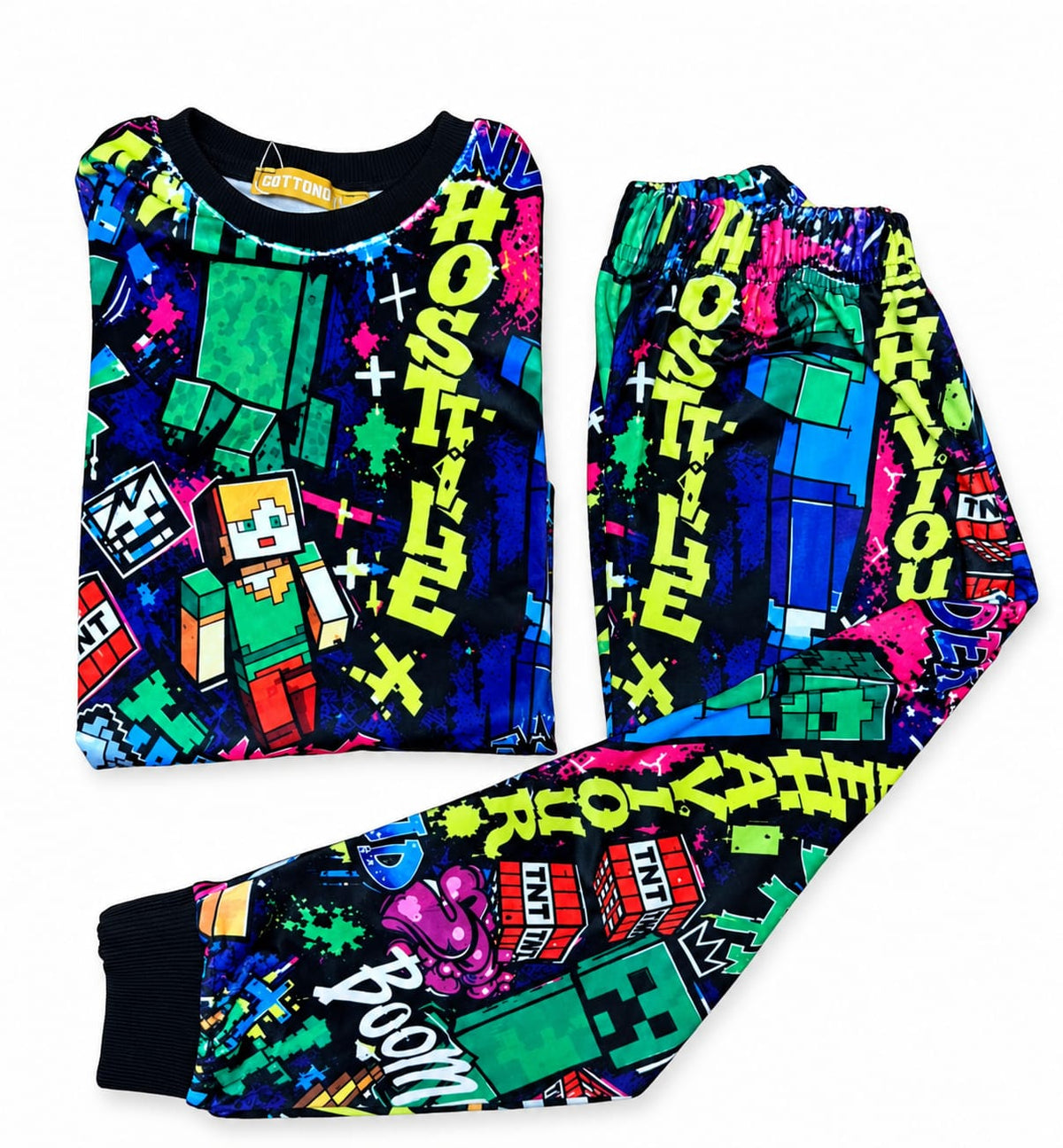 Neon Minecraft Fleece pajamas