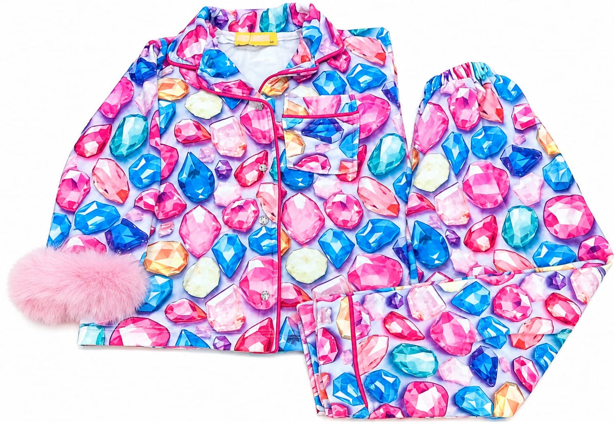 Bedazzled fur fleece pajamas
