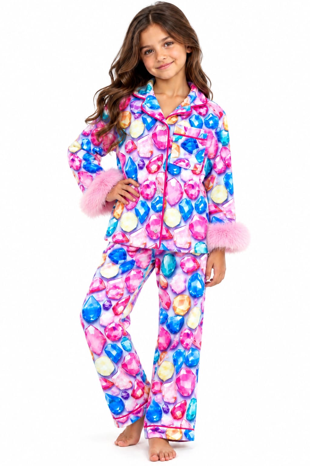 Bedazzled fur fleece pajamas