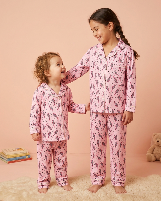 pink stars fleece set