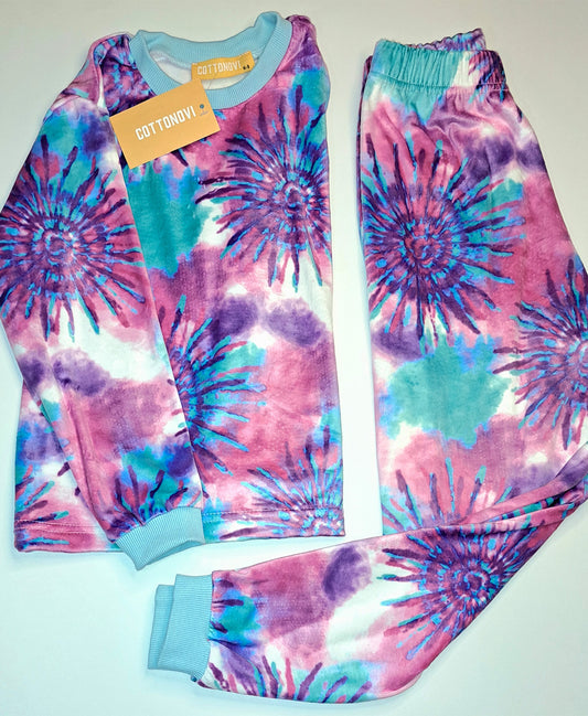 Swirl Tie Dye Fleece Pyjamas