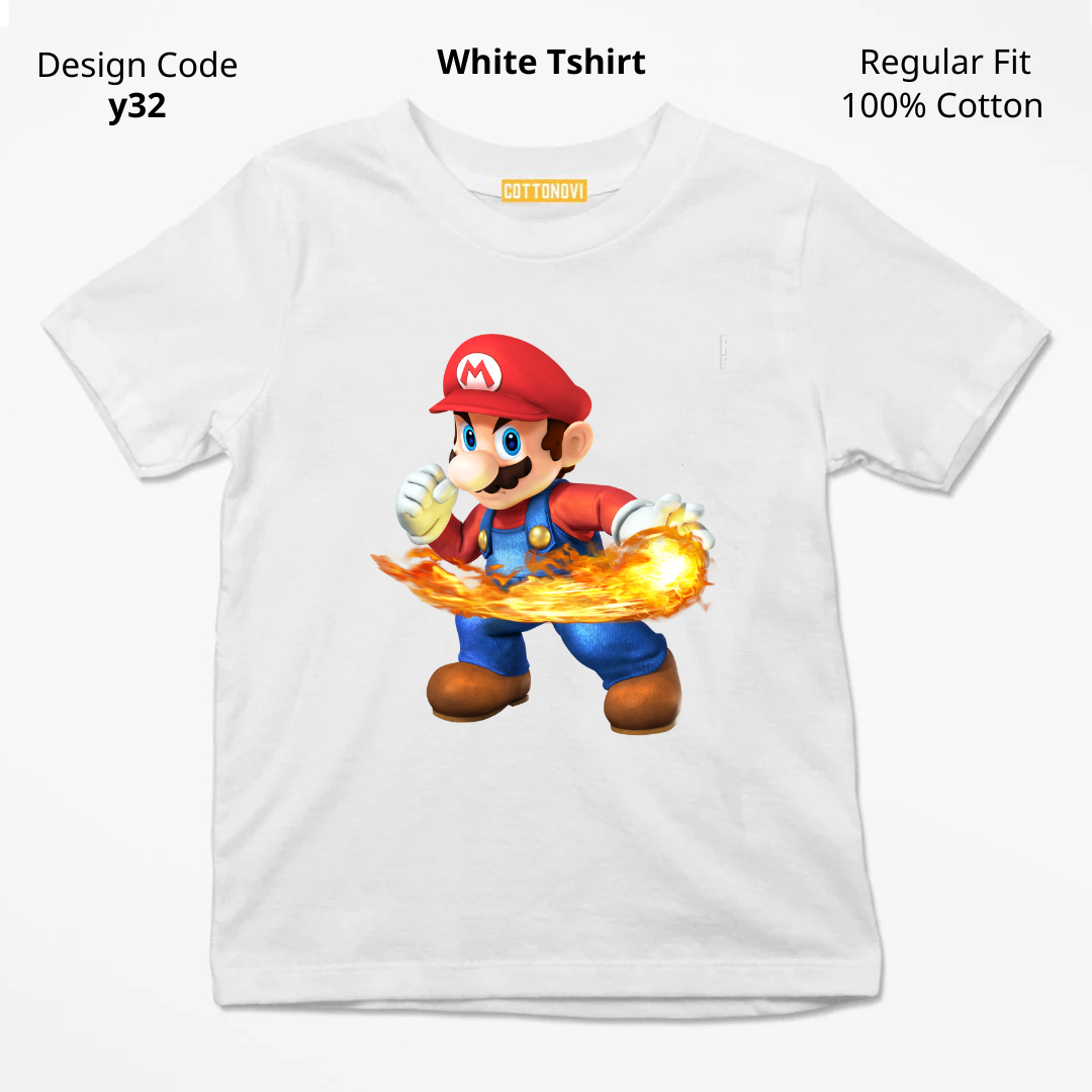 Mario Fire-Ball T-shirt ( Design Y32 )