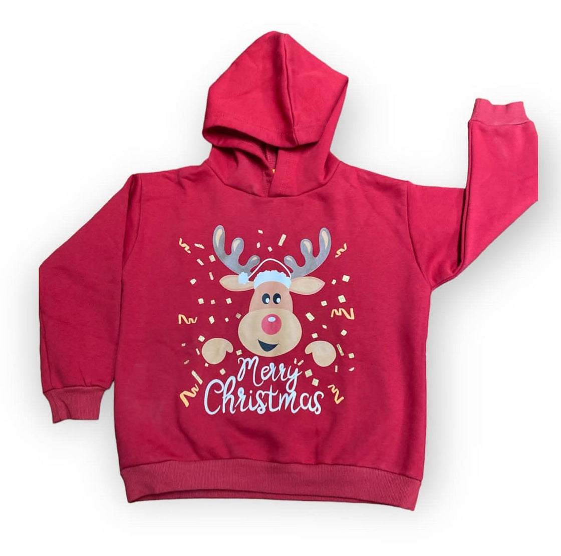 Reindeer red hoodie (Design Code: reindeer-chris1)