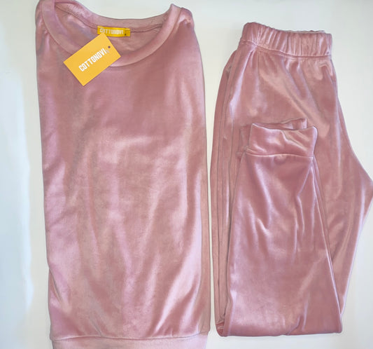 Cashmere Plain Velour girls set