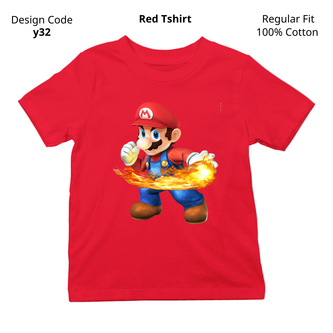 Mario Fire-Ball T-shirt ( Design Y32 )